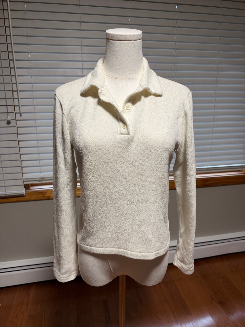 Zara Cream Long-Sleeve Polo Top